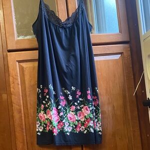 Morgan Taylor Black Floral XL Chemise with Lace